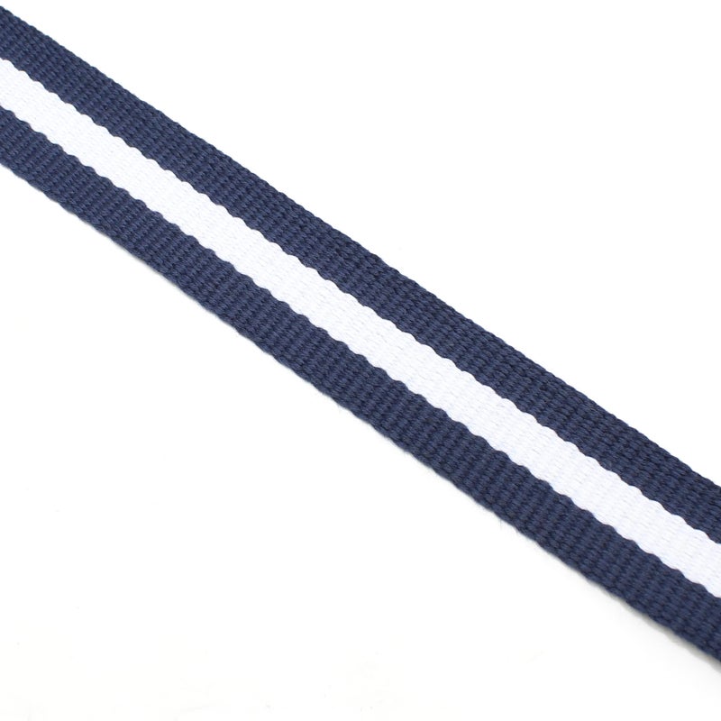 BC Belts Canvas Web Belt D-Ring Buckle 1.25" Wide Metal Tip Mulit-Color (Navy/Cream-XL) - Image 3